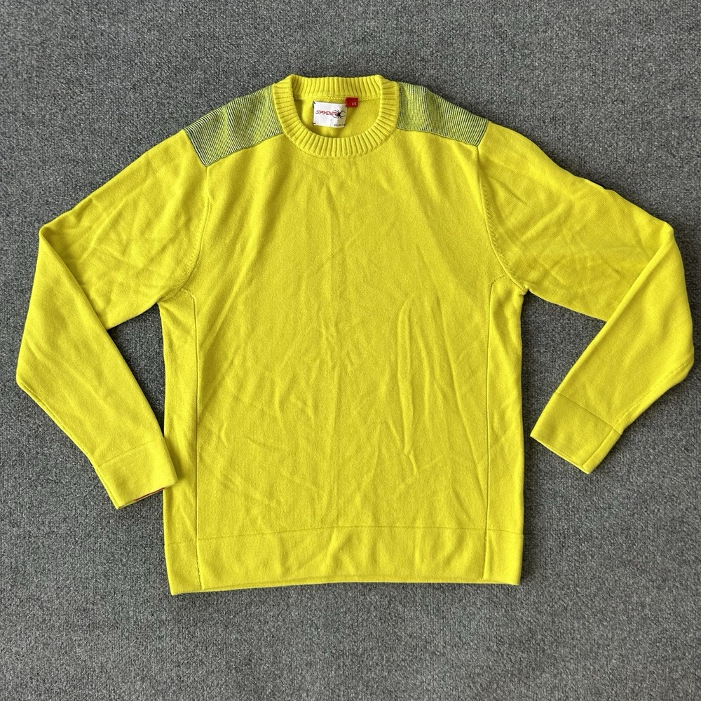 Spyder‎ Sweater Mens Large Yellow Wool Cashmere  Blend Ski Kit Pullover Sample